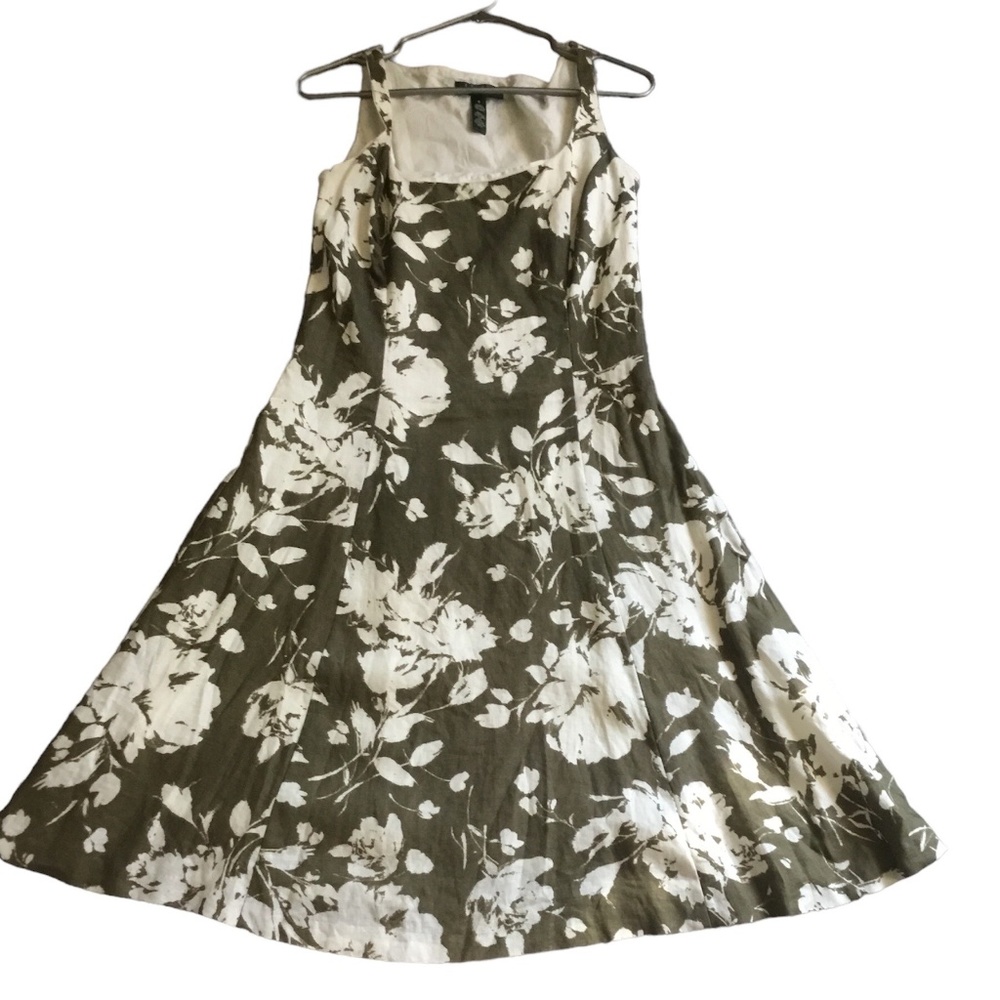 Ralph Lauren Dress, size 6, women’s, green and white, flower pattern, pre owned